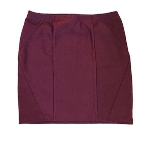 Burgundy Ribbed mini skirt